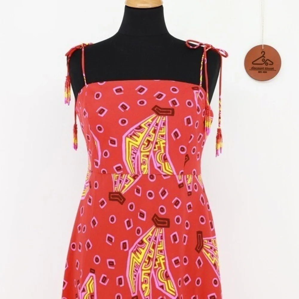 House of Harlow 1960 Banana Print Cutout Dress Beaded Tassels Medium NWT Resort - Picture 3 of 9